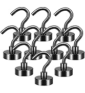 FINDMAG 10 Pack Black Magnetic Hooks, 25lbs Neodymium Magnet Hooks for Hanging, Strong Magnetic H...