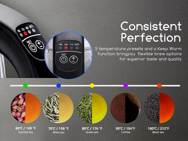 electric kettle temperature control electric kettle with tea infuser keep warm tea kettle