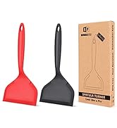 Pack of 2 Wide Silicone Spatula,Nonstick Pancake Shovel with Short Handle, Fried Flexible Turner,...