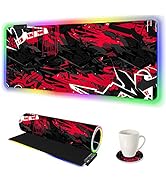 AIMSA Large RGB Gaming Mouse Pad, Keyboard Mousepad Led Extended 35.4 x 15.8 inch Non-Slip Rubber...