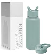 Simple Modern Water Bottle with Straw and Chug Lid Vacuum Insulated Stainless Steel Metal Thermos...