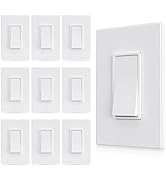 AIDA Single Pole Rocker Decorator Light Switch, 15 Amp Self-grounding Electrical Light Switches, ...