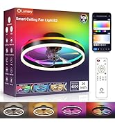 Lumary Smart WiFi Ceiling Fans with Lights, RGBAI Flush Mount Ceiling Fans with Lights and Remote...