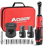 AOBEN 3/8" 40 Ft-lbs Cordless Electric Ratchet Wrench Kit with Variable Speed, Lithium Batteries