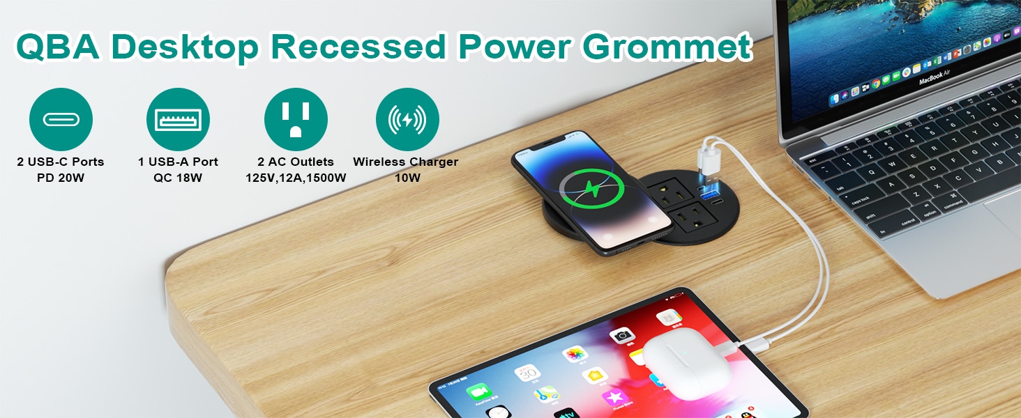recessed power grommet