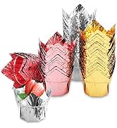 EUSOAR Cupcake Liners, 3.5oz Aluminum Foil Baking Cups 150pcs, Muffin Cups, Disposable Tulip Styl...