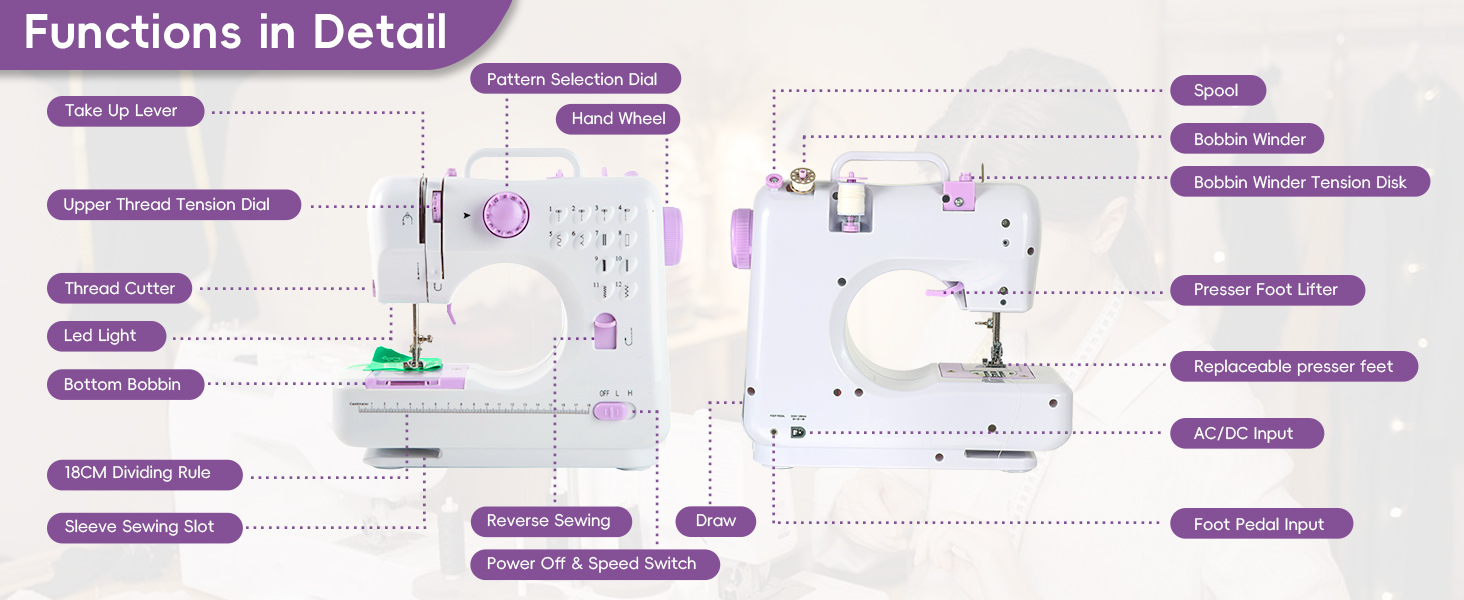 Sewing Machine with Extension Table, Mini Sewings Machines Portable Electric Sewing Machine