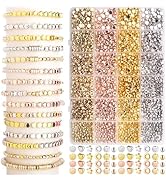 Gold Spacer Beads 2160 Pieces Bracelet Beads for DIY Jewelry Making(Gold, Sliver, Rose Gold, KC G...