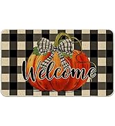 cusugbaso Fall Door Mats 17x29 Inch, Fall Welcome Mats - Buffalo Plaid Fall Decor Farmhouse Fall ...