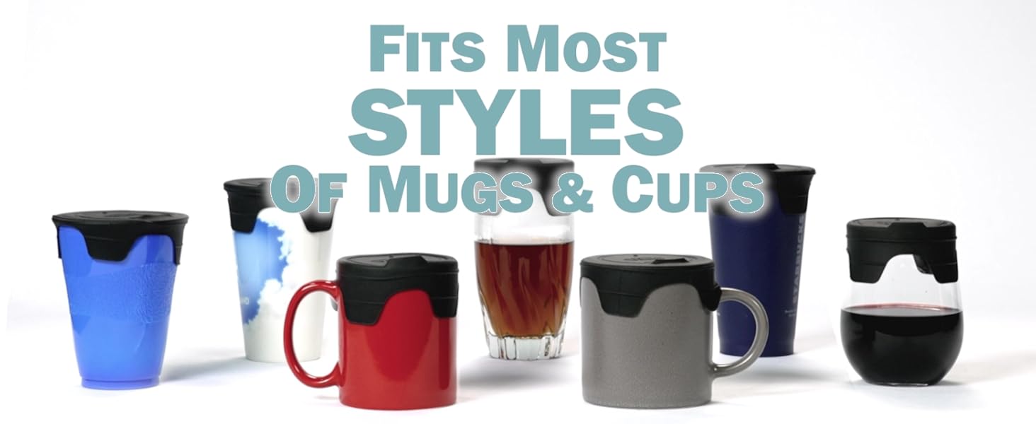 Various cups with "Amazing Lids" | Varios tipos de tazas y vasos rematados con "Amazing Lid"