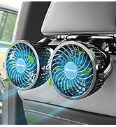 Poraxy Car Fan, 12V Electric Auto Cooling Fan for Backseat, Headrest 360 Degree Rotatable Dual He...