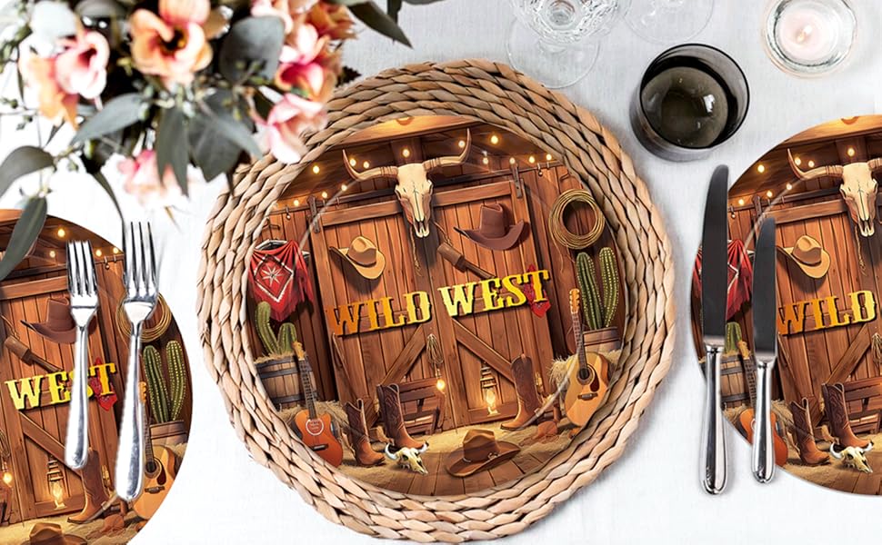 OXYLIPO 9&amp;#34; Western Cowboy Paper Plates