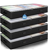 Budding Joy 4 Pack Under bed Storage Containers Organizer Large Capacity Underbed Clothes Storage...
