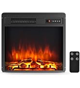 ARLIME 18 Inch Electric Fireplace Inserts, 1500W Freestanding &amp; Recessed Fireplace w/ Adjustable ...