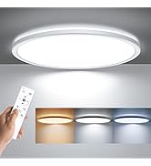 BLNAN LED Flush Mount Ceiling Light with Remote Control, 15.4 Inch 36W 3000K-6500K Dimmable Ultra...