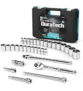 DURATECH 1/2" Drive Socket Set, 33-piece, Including Metric/SAE Sockets, 1/2-Inch Ratchet, Breaker...