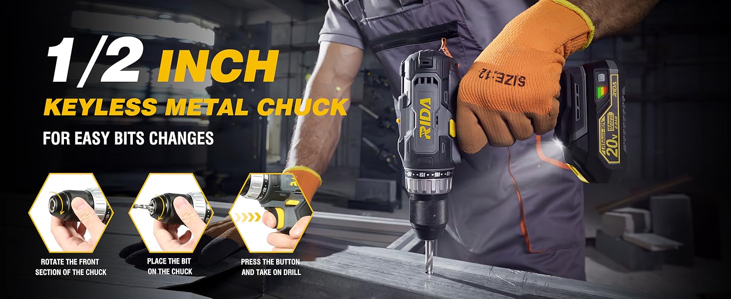 RIDA 20V cordless drill