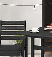 Giantex 42" Height Outdoor Tall Bar Table, HDPE Square Pub Table with Wood Grains, Cocktail High ...