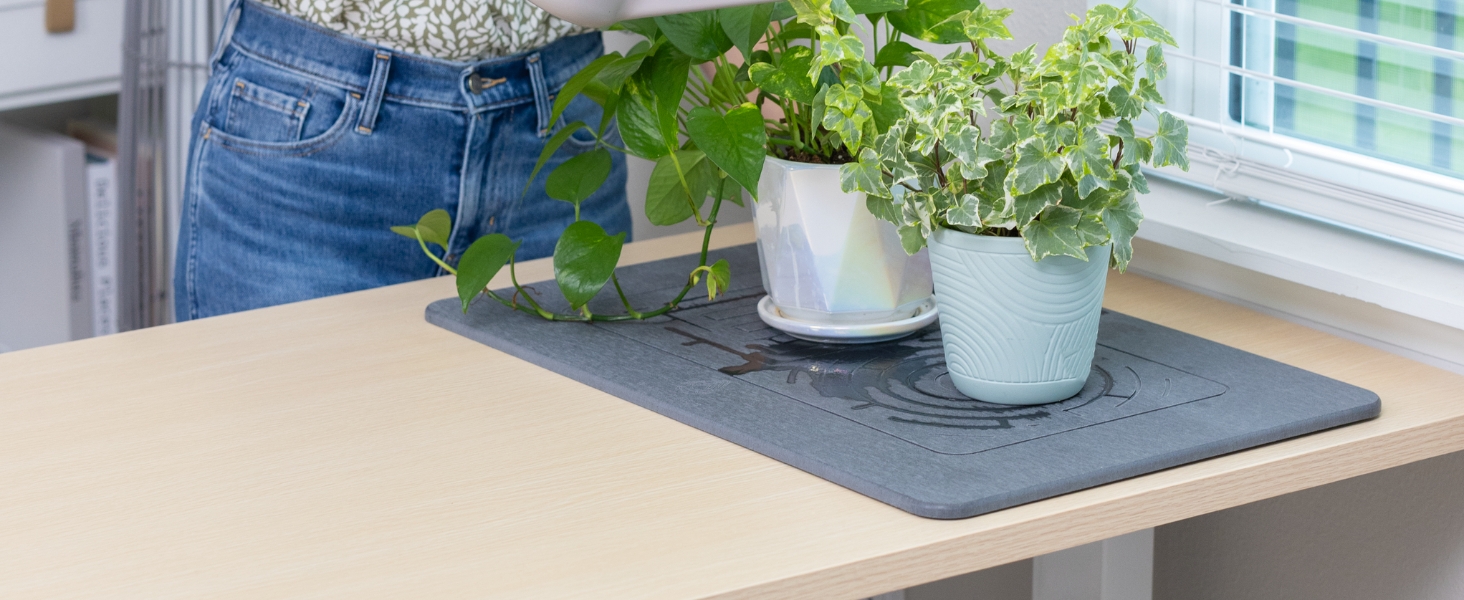 stone mat under plant pot indoor gardening floor protection