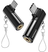MOSWAG USB C to 3.5mm Jack Type C Headphone Adapter Right Angled Aux Mic Audio Dongle Hi-Res DAC ...
