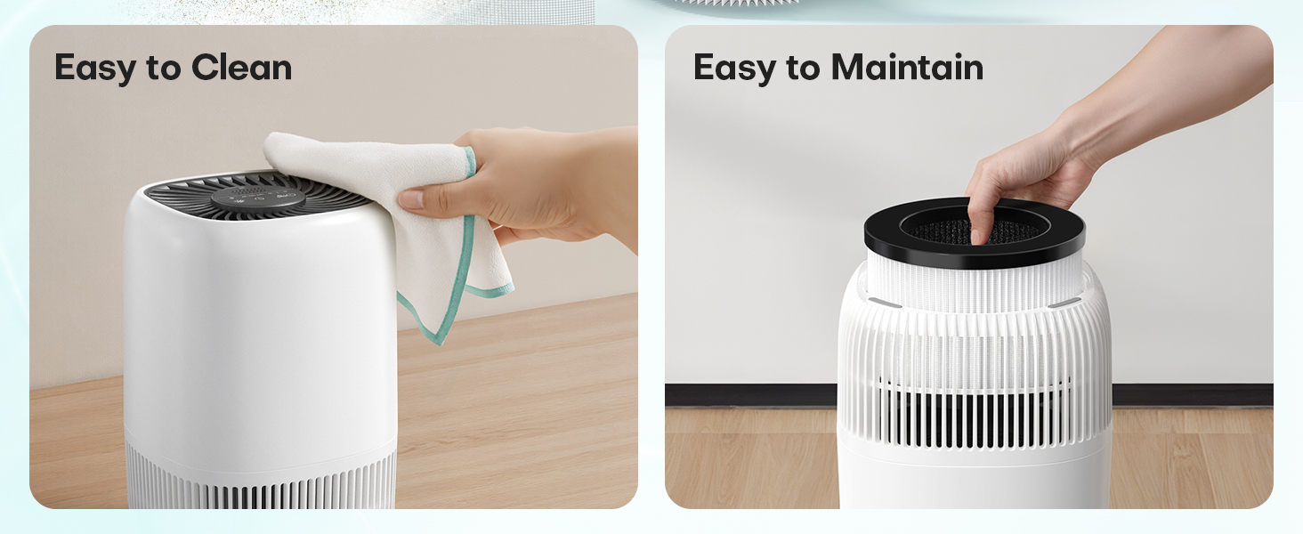 Air Purifiers Home H13 True HEPA Filter 1076 Ft² Pet Hair Odors Pollen Smoke Aroma Quiet 360°Intake