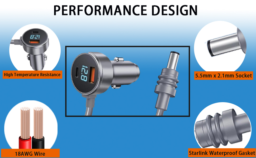 Starlink Mini Car Charger DC Power Cable