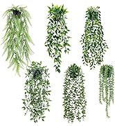Der Rose 6 Pack Fake Plants Hanging with Pots Artificial Eucalyptus Vines Faux Hanging Plants Ind...