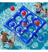 Pool Party Toys Games Set - Giant Inflatable Tic Tac Toe Float Game, Outdoor Pool Games for Adult...