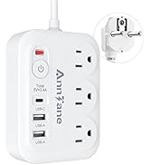 European Travel Plug Adapter with 4FT Extension Cord, (Not for UK) US to European International P...