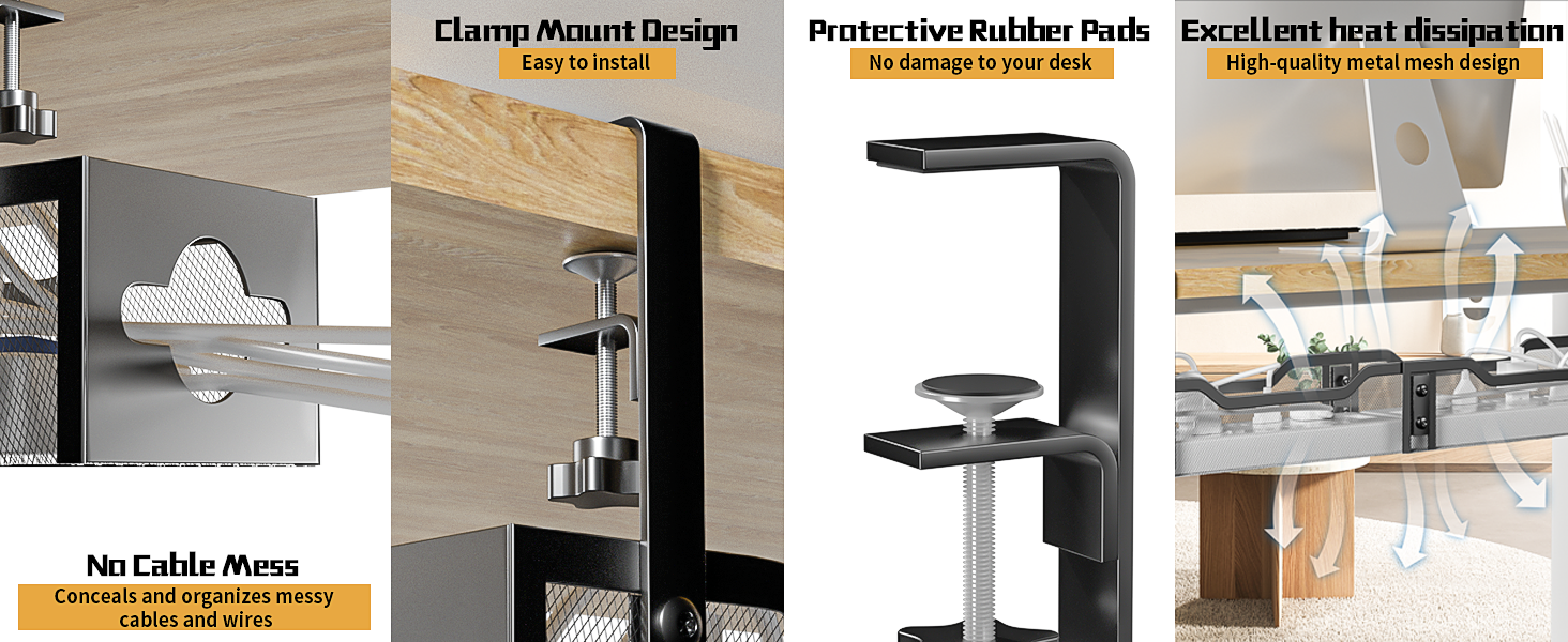 under desk cable management tray