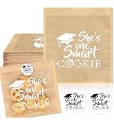 FYSUIMU 100Pcs She's One Smart Cookie Bread Bakery Bag with Window Grad Graduation Cookie Treat B...