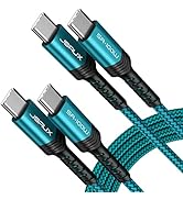 JSAUX 100W USB C to USB C Cable (2-Pack, 6.6ft), USBC Type C Charge Cord 5A Fast Charging Compati...