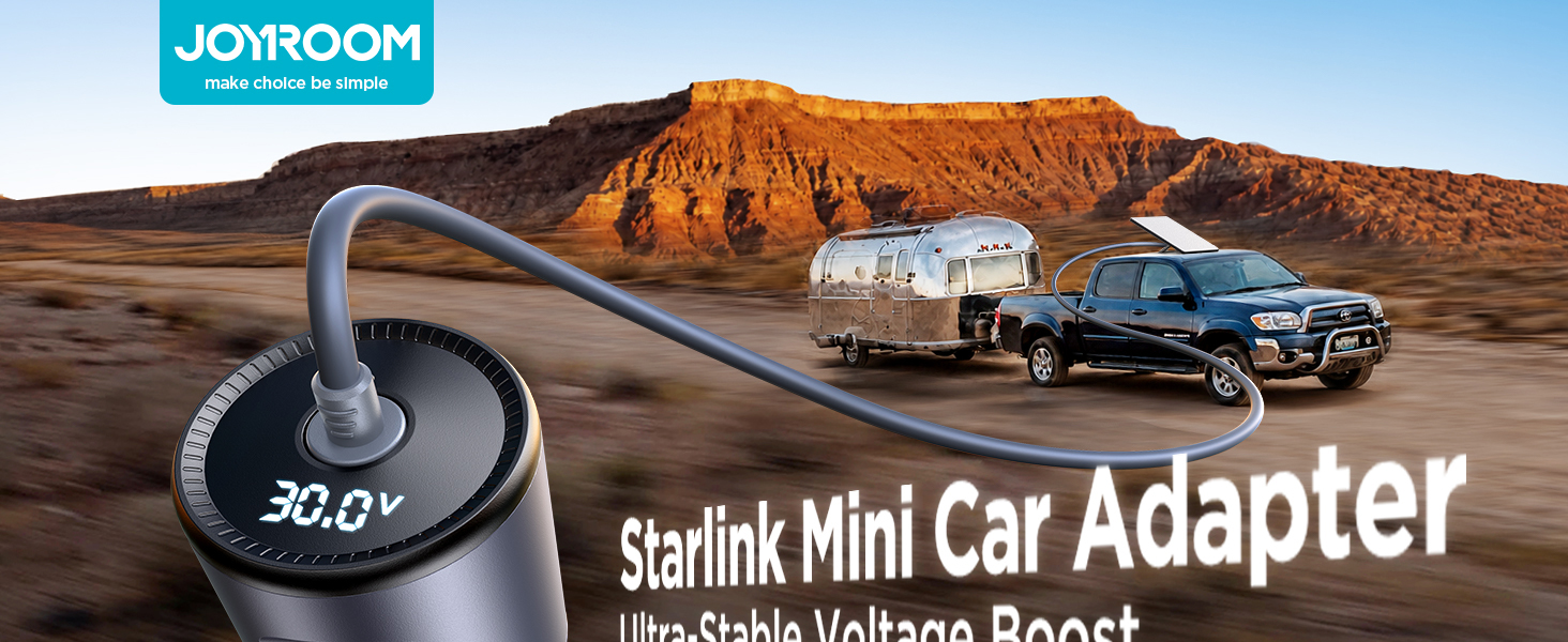 JOYROOM 3-in-1 starlink mini car adapter 12v-24v step up to 30v