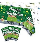 gisgfim 3 Pcs Garbage Truck Tablecloth Party Supplies Trash Trucks Birthday Party Decorations Gar...