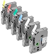 VEVOR Label Maker Tape, 6 Pack, 0.47 in / 12 mm Colored Label Maker Refills Compatible for Variou...