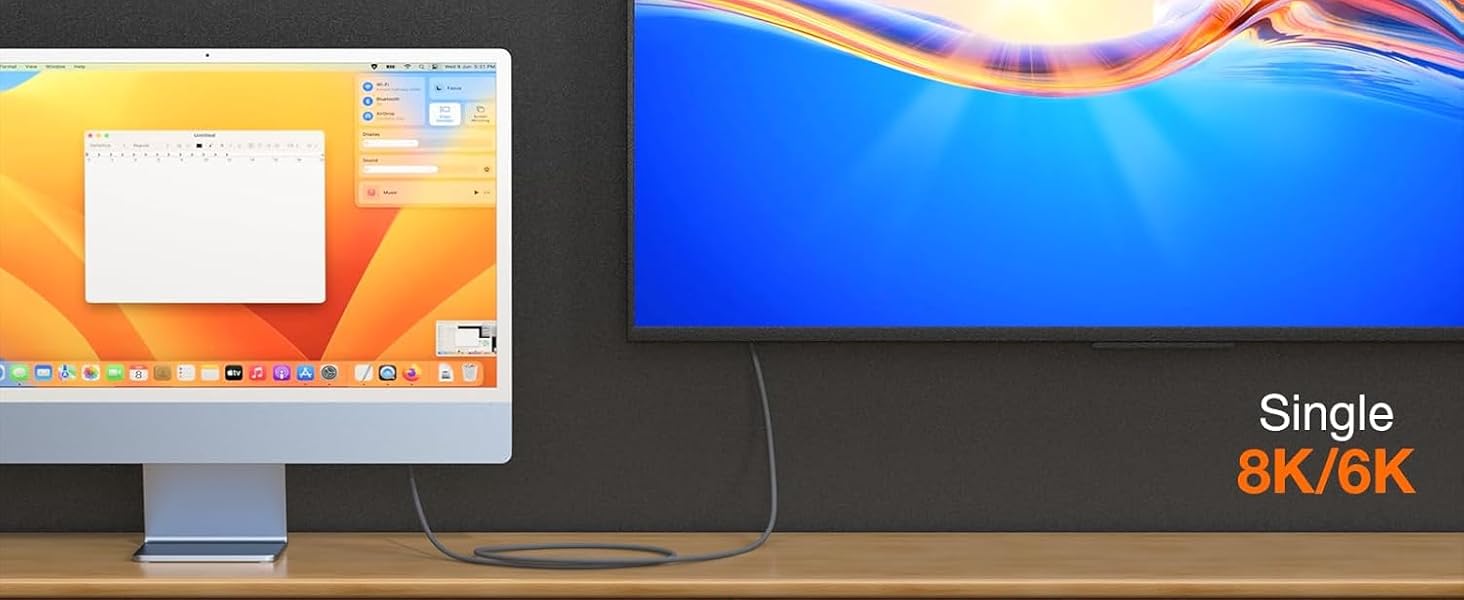 USB C 4K Video Display Monitor Cable 8K@60Hz 4K@120HZ Thunderbolt 3 4 Cord