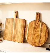 2 Pack Large Acacia Wood Cutting Board with Handle 17''X13'', Charcuterie Board, Serving Board, C...