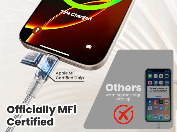 MFi certified metal braided usb to lightning cable