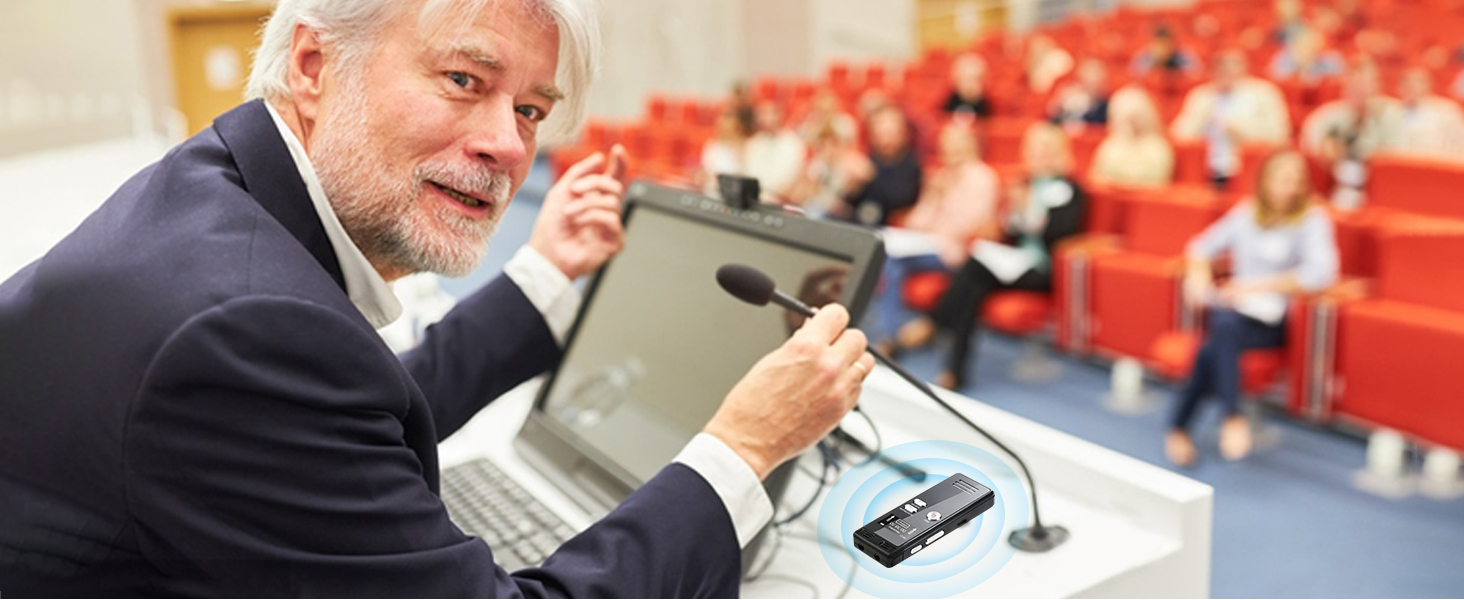  Dual Microphone 3072 Kbps A-B Repeat Recording, Voice Recorder for Lectures, Voice Recorder