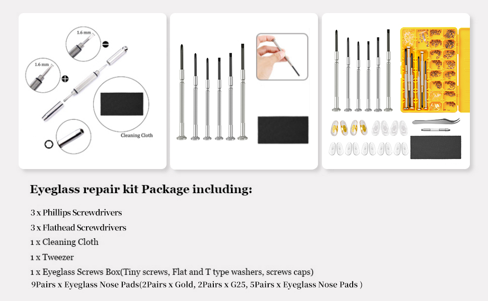 eyeglass reair kit with screws 