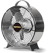 VENTISOL 10 Inch Retro Portable Table Fan, Metal Decorative Drum Fan,Quiet 2 Speeds for Home,Bedr...