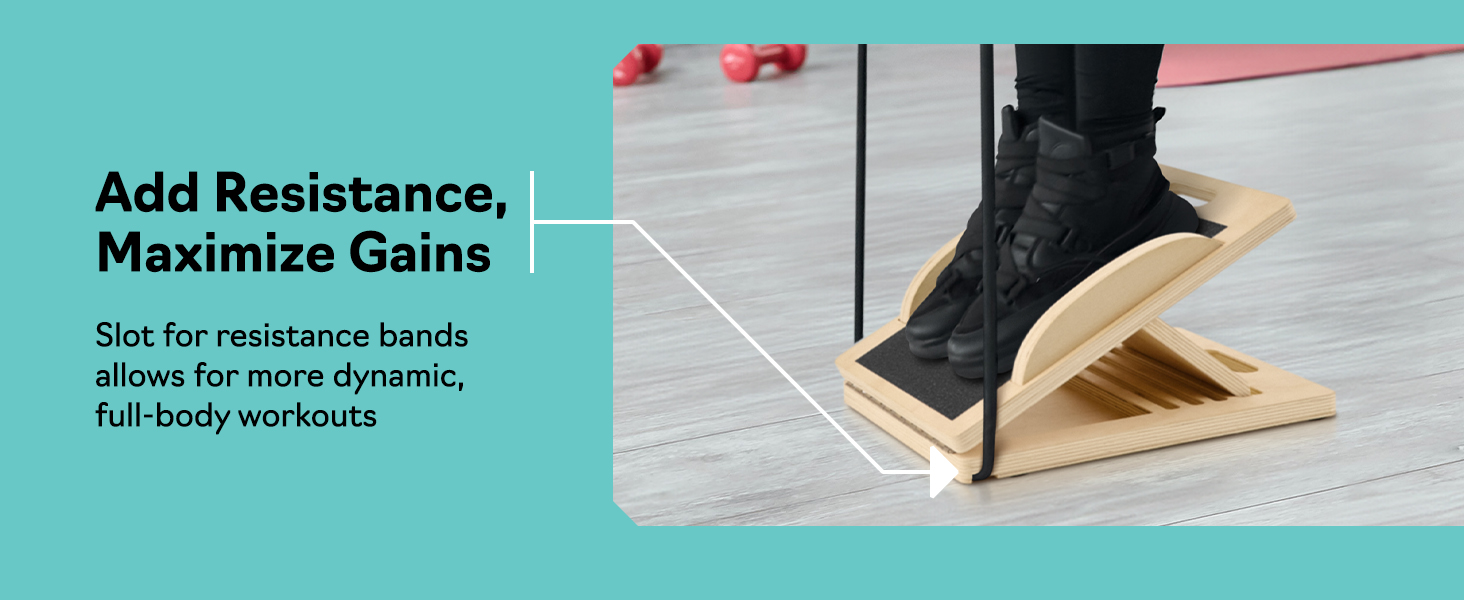Slant board with resistance bands for strength training and dynamic workouts