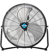 Tornado 20 Inch High Velocity Metal Floor Fan, 3-Speed Powerful Cooling for Industrial, Commercia...