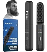 VIKICON Beard Straightening Heat Brush for Men: Cordless Beard and Hair Straightener Hot Comb, Mi...