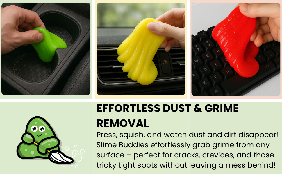 slime buddies car corner cabinet cleaning gel dust debris dirt keyboard phone remote