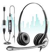 Wantek USB Headset with Microphone for PC,Laptop,3.5mm/USB/Type-C Jack 3-in-1 Computer Headset wi...