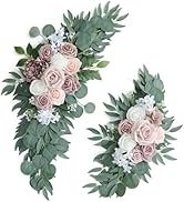 Udoula Artificial Dusty Rose Wedding Arch Flowers Swags Set of 2 for Wedding Welcome Signs Floral...