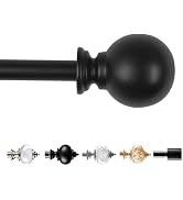 Deconovo Adjustable Window Rods 28-48 Inch, Heavy-Duty 3/4 Inch Metal Curtain Rod in Black with D...