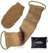 Natural Back Scrubber for Shower for Men and Women - Set of Hemp Back Washer &amp; Exfoliating Glove ...
