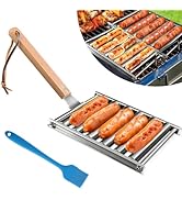 PEOUWNES Hot Dog Roller, Stainless Steel BBQ Hot Dog Griller For Evenly Cooked Hot Dogs with Deta...